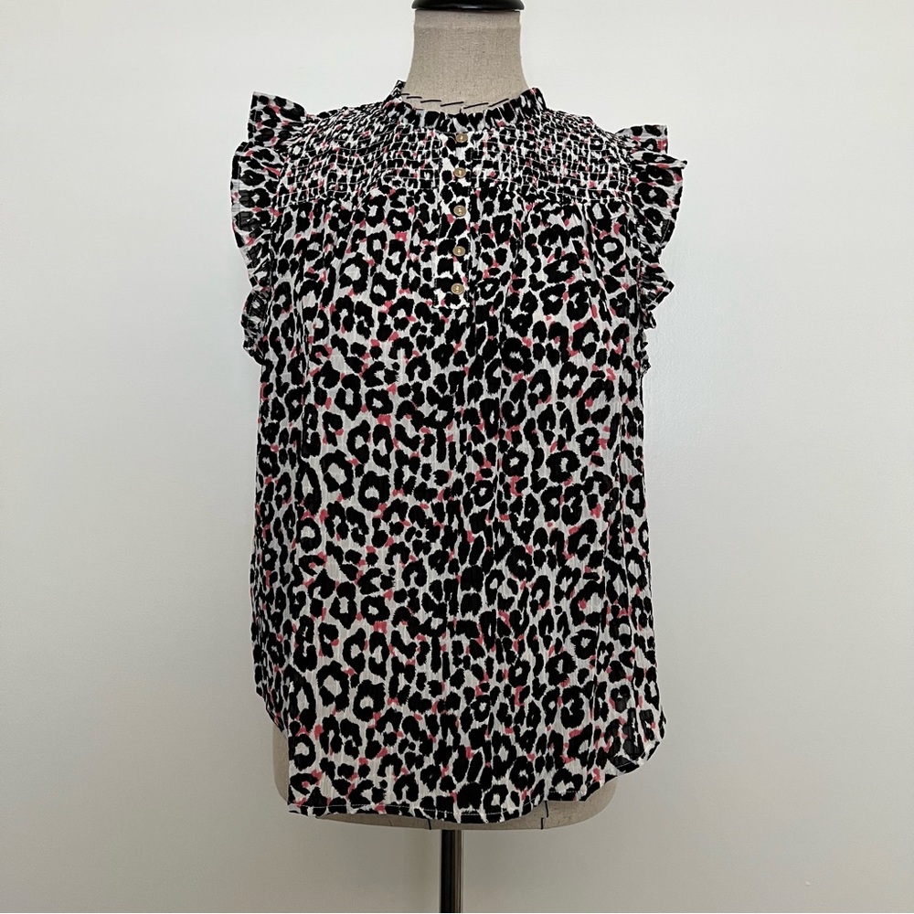 NWT Loft Leopard Print Smocked Shell